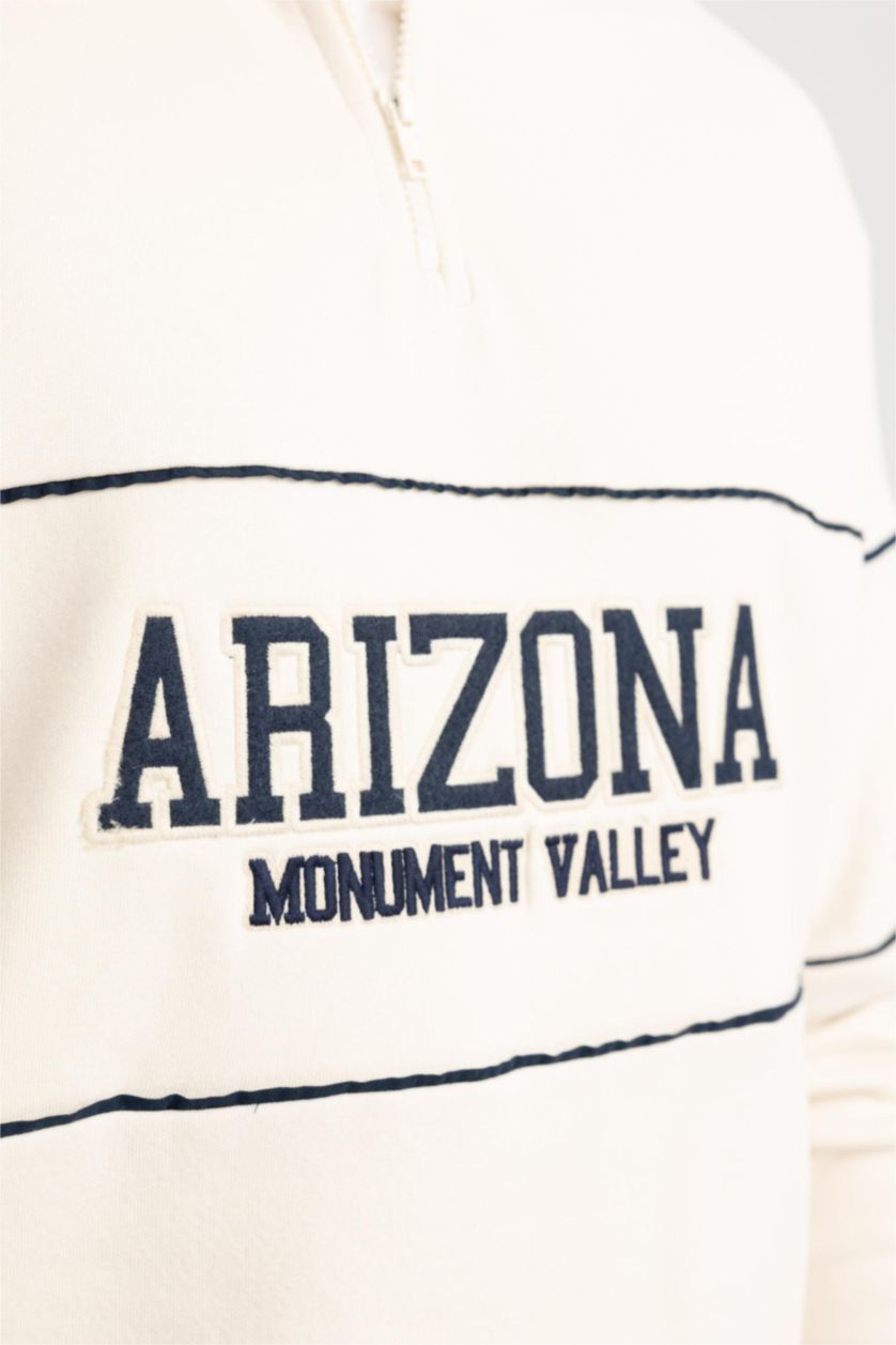 رجالي حجري فاتح سويت شيرت قصة مريحة هاي كول بنص بسوسته