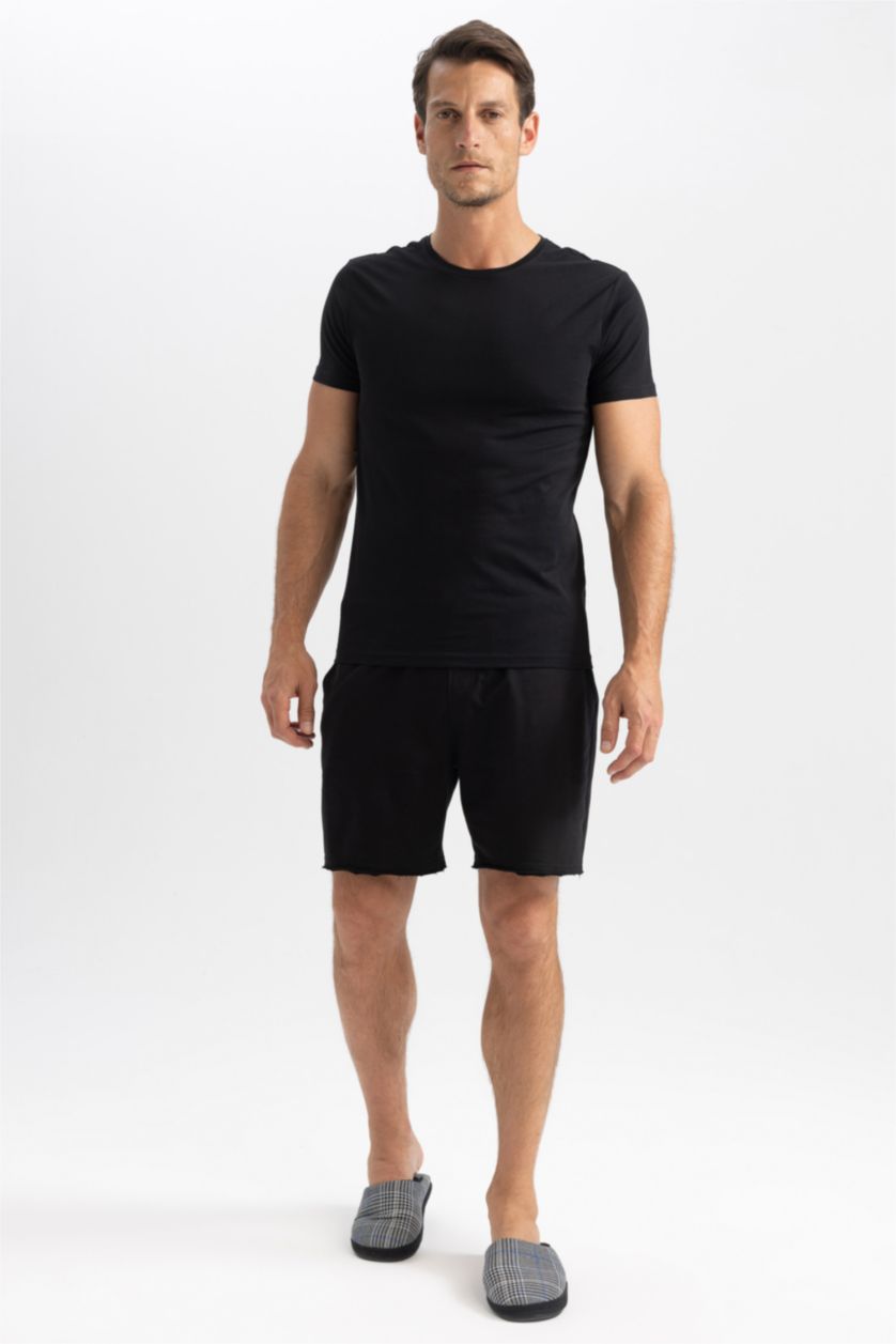 MAN Black Regular Fit Short Sleeve Knitted Tops