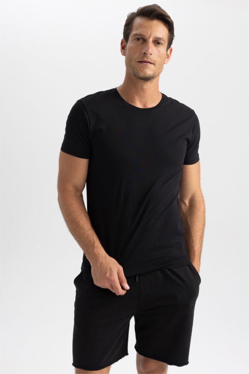 MAN Black Regular Fit Short Sleeve Knitted Tops