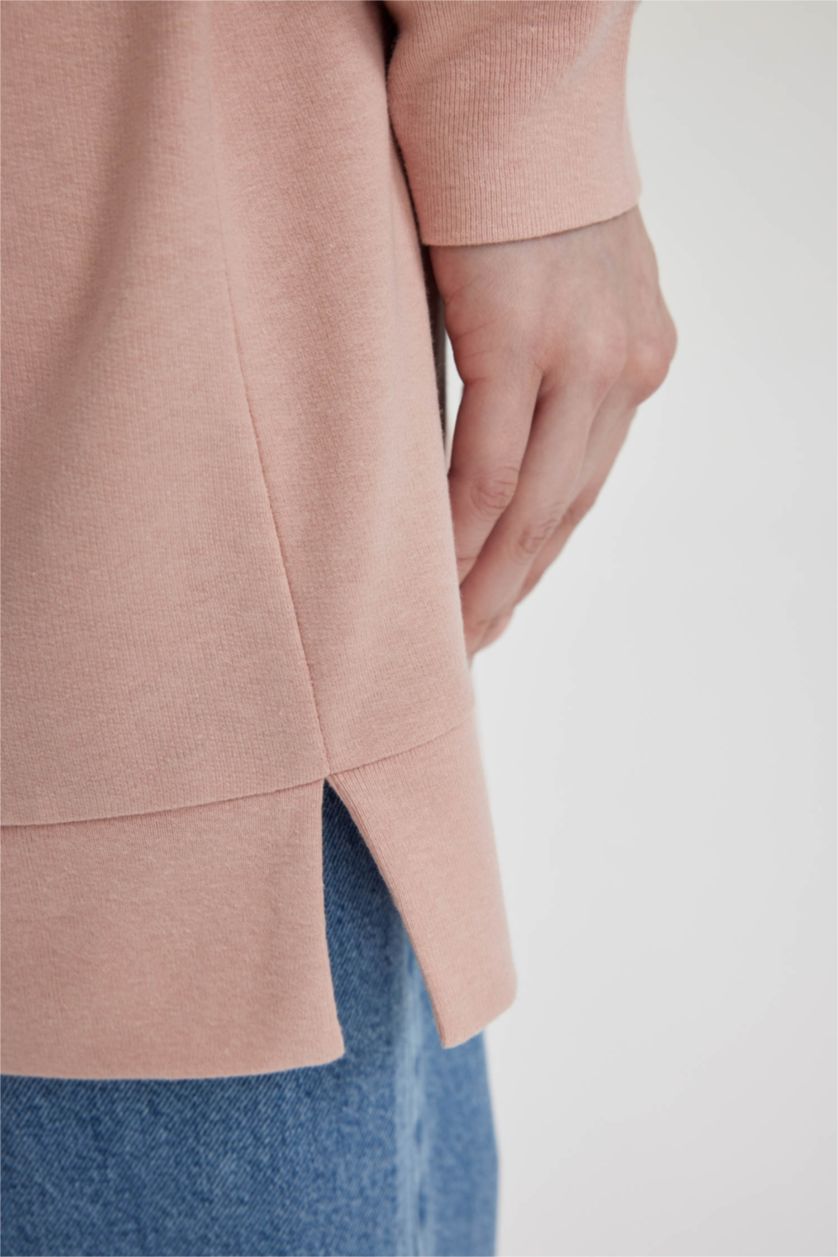 نساء وردي Regular Fit Thin Sweatshirt Fabric Sweat Tunic