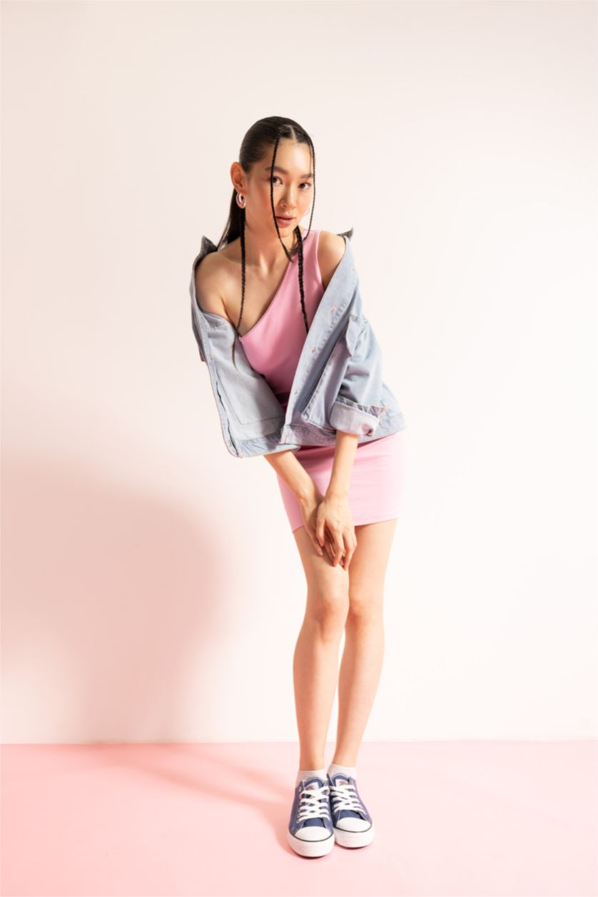 Женщины Светло-розовый Платье с коротким рукавом, Coool