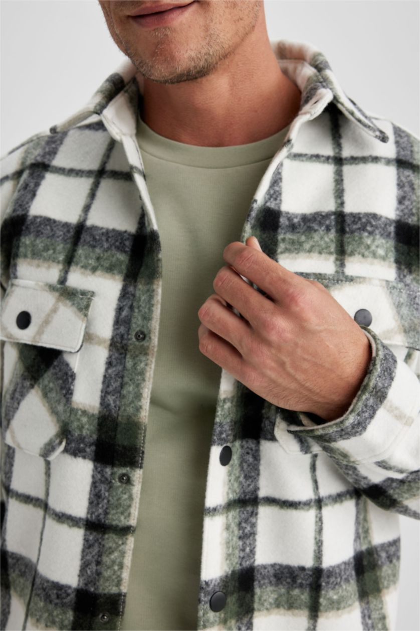 Мужчины Кремовый Куртка-рубашка стандартного кроя