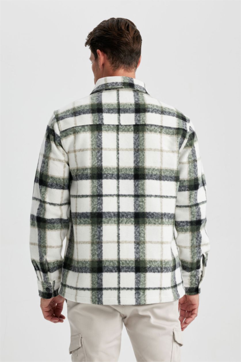 Мужчины Кремовый Куртка-рубашка стандартного кроя