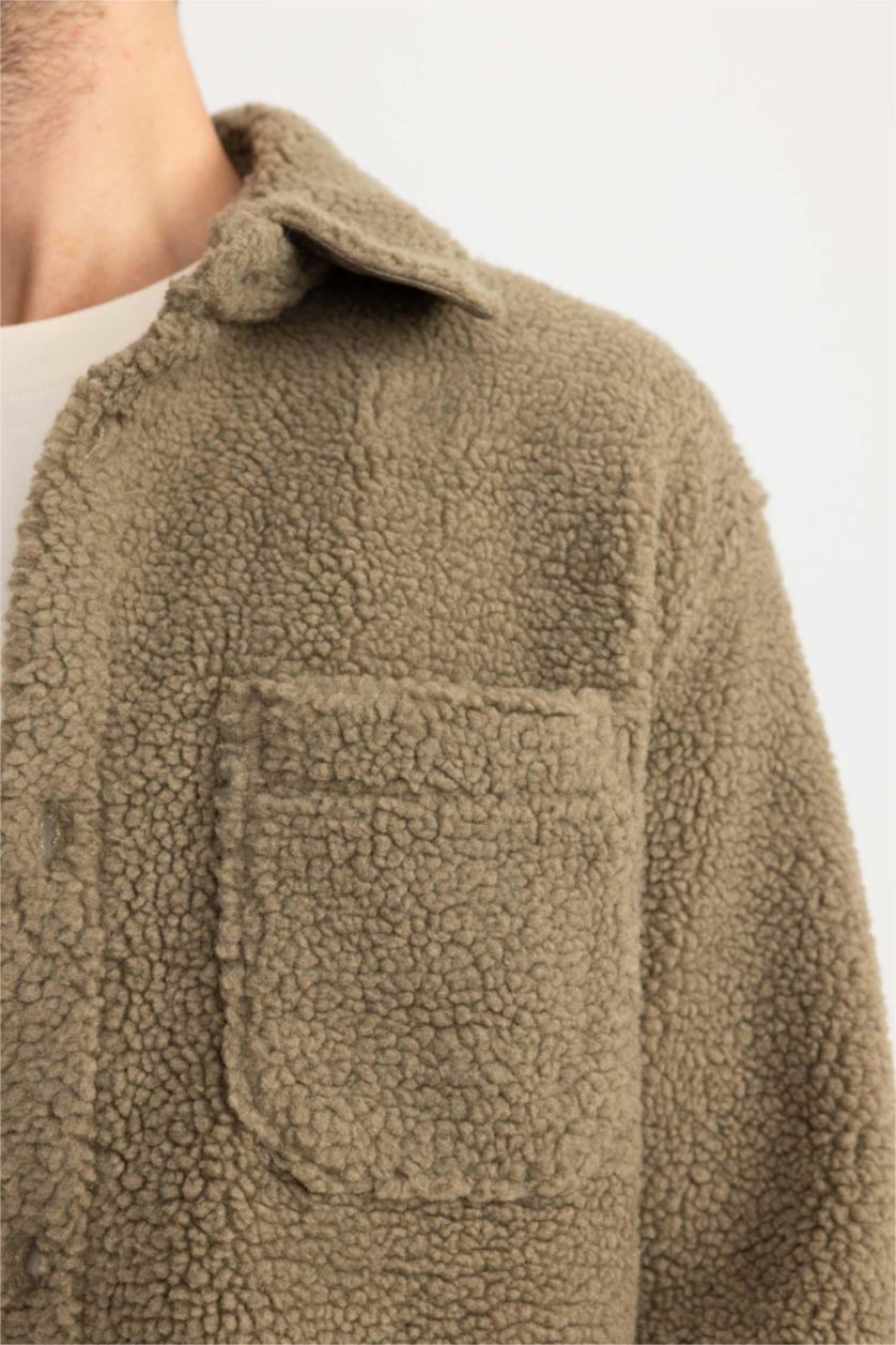 MAN Khaki Relax Fit Polo Collar Overshirt