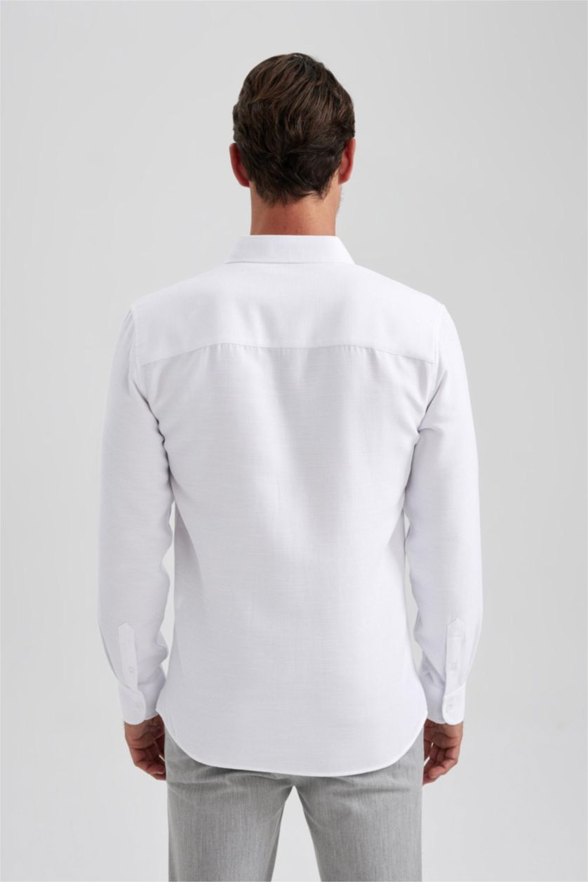 HOMME Blanc Chemise Coupe Slim À Manches Longues