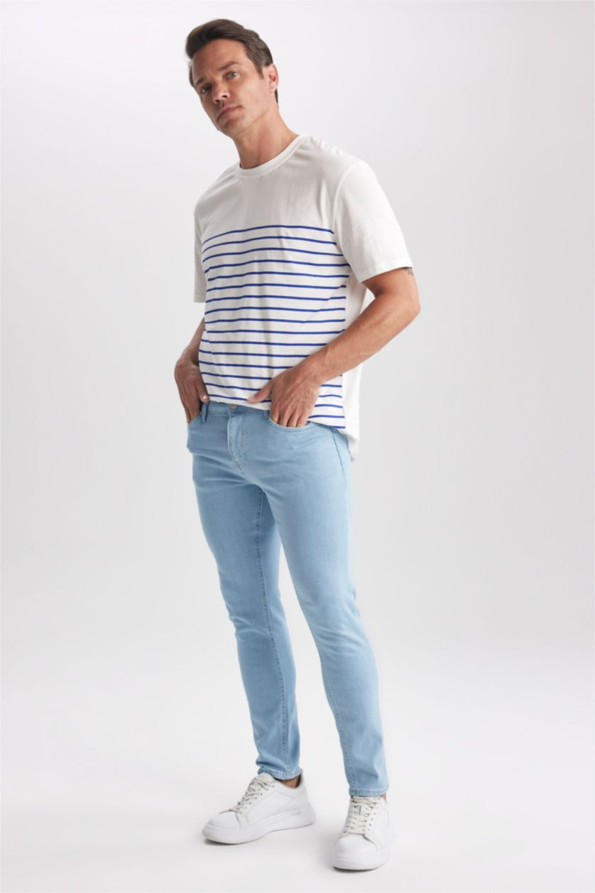 رجالي أزرق فاتح بنطلون جينز سوبر سكيني فيت