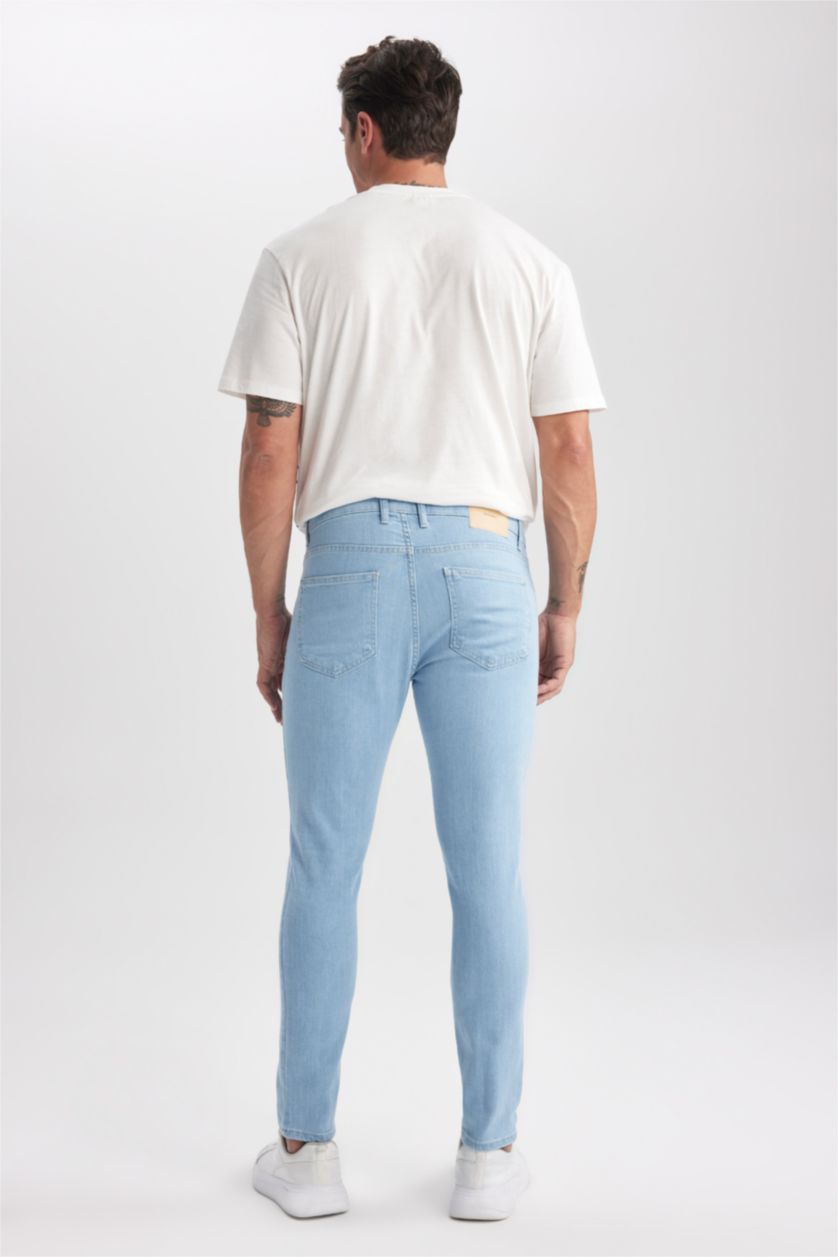 رجالي أزرق فاتح بنطلون جينز سوبر سكيني فيت