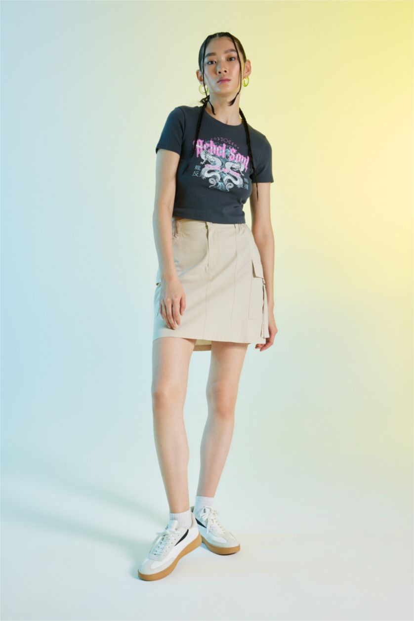 FEMME Beige Jupe Popeline