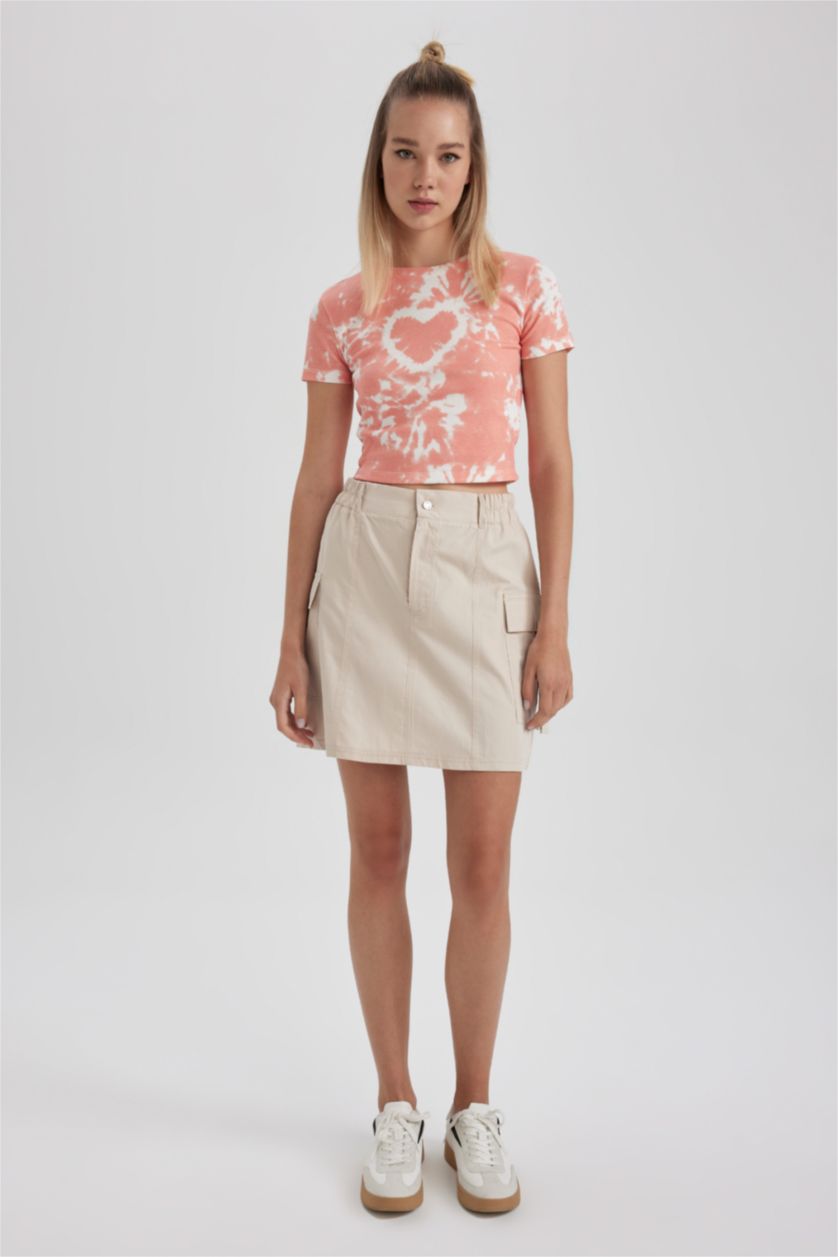 FEMME Beige Jupe Popeline