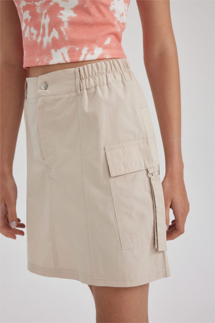 FEMME Beige Jupe Popeline