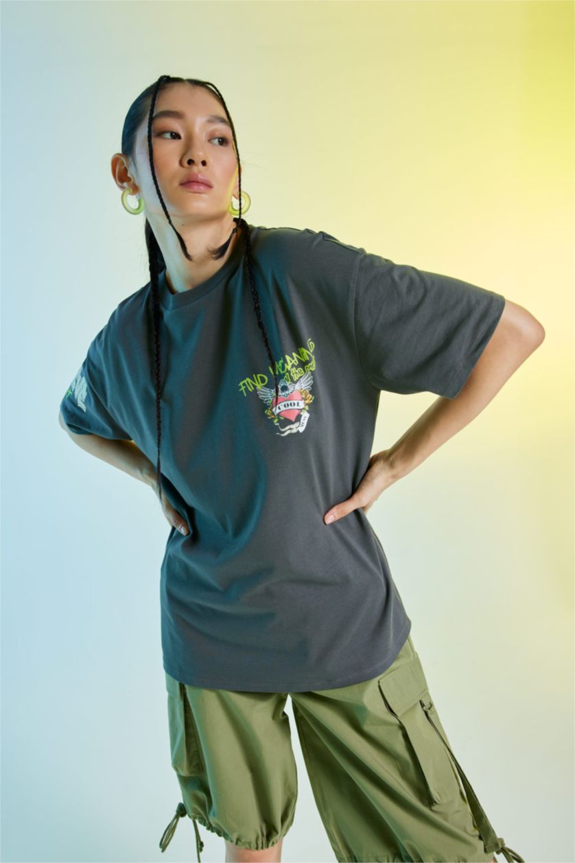 نساء أنثرا تي شيرت أوفر سايز مطبوع