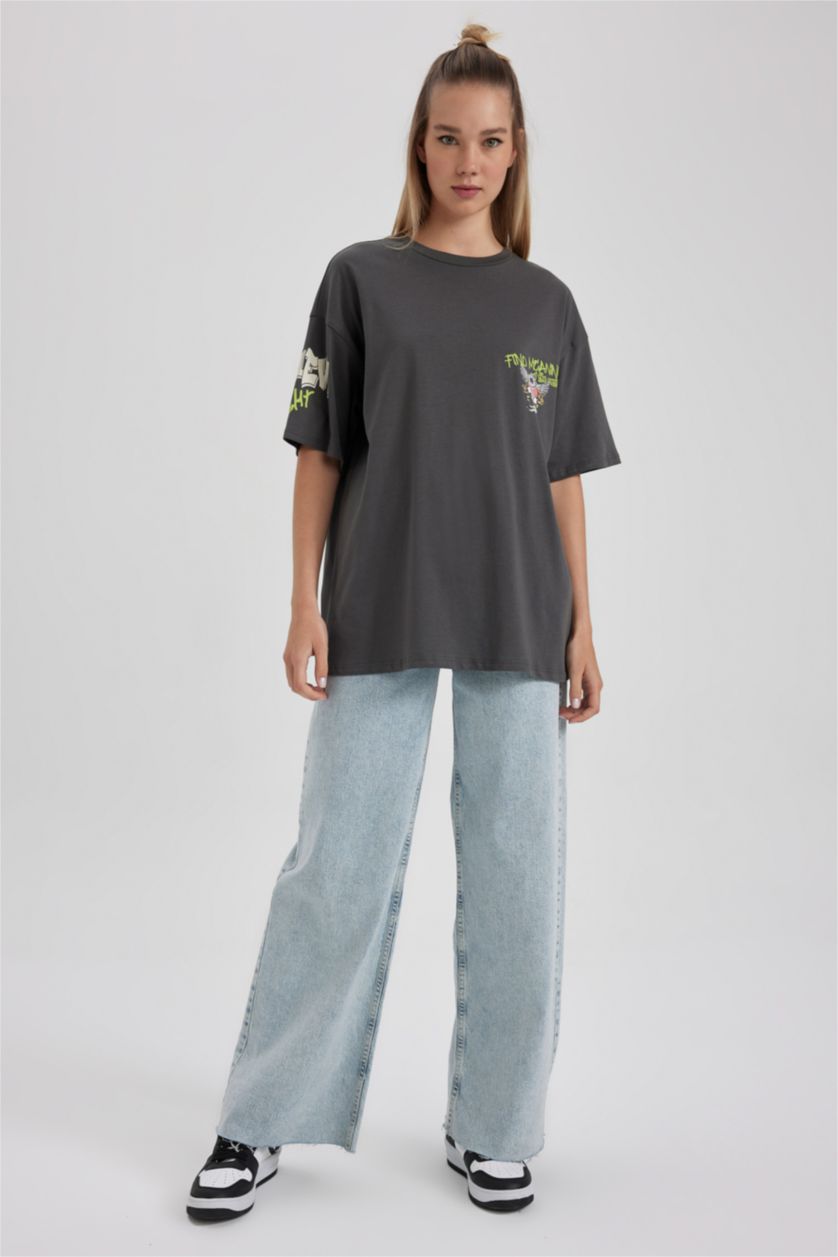 نساء أنثرا تي شيرت أوفر سايز مطبوع