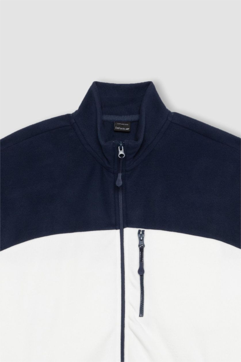 MAN Ecru DeFactoFit Standard Fit Pocketed Fleece Zip-Up Sweatshirt