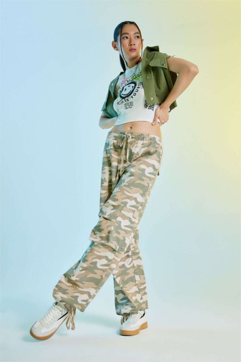 Kadın Haki Paraşüt Pantolon