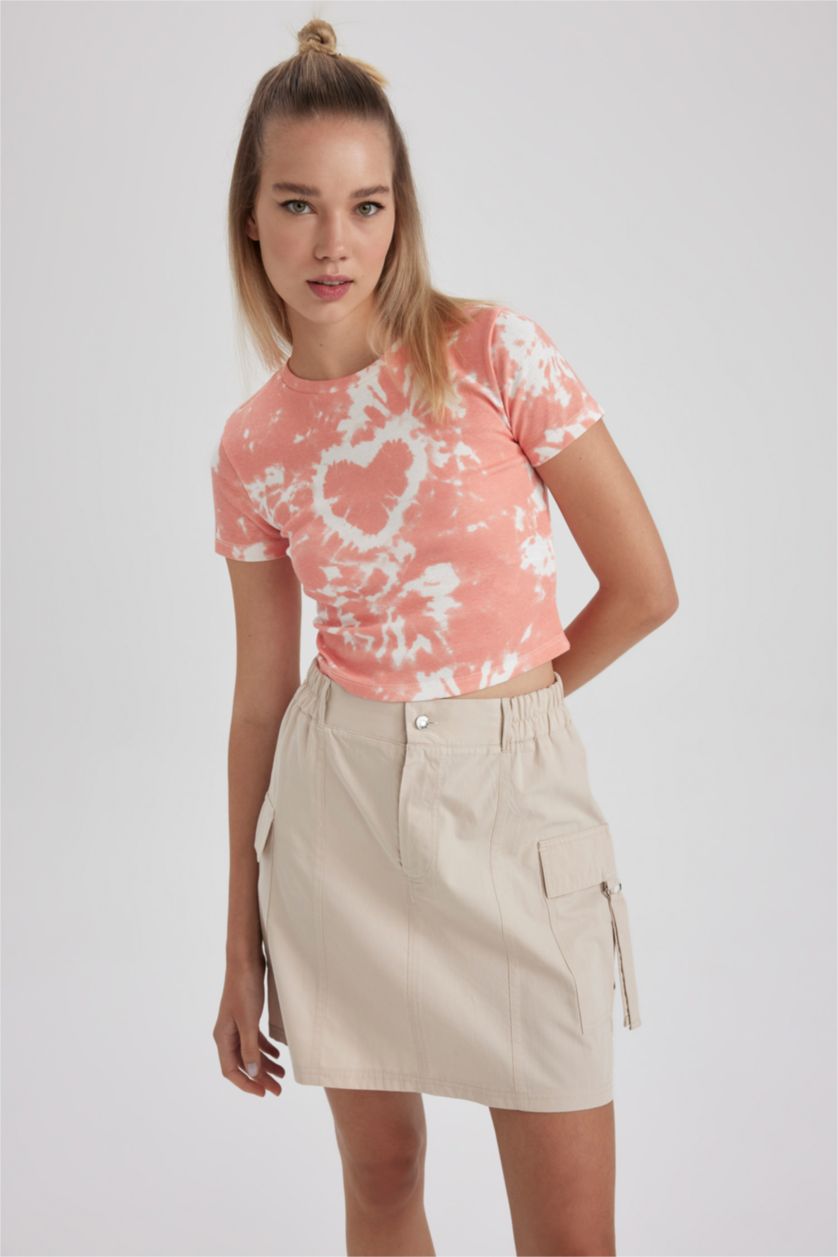 Женская Лососевый Футболка с коротким рукавом и принтом, Coool