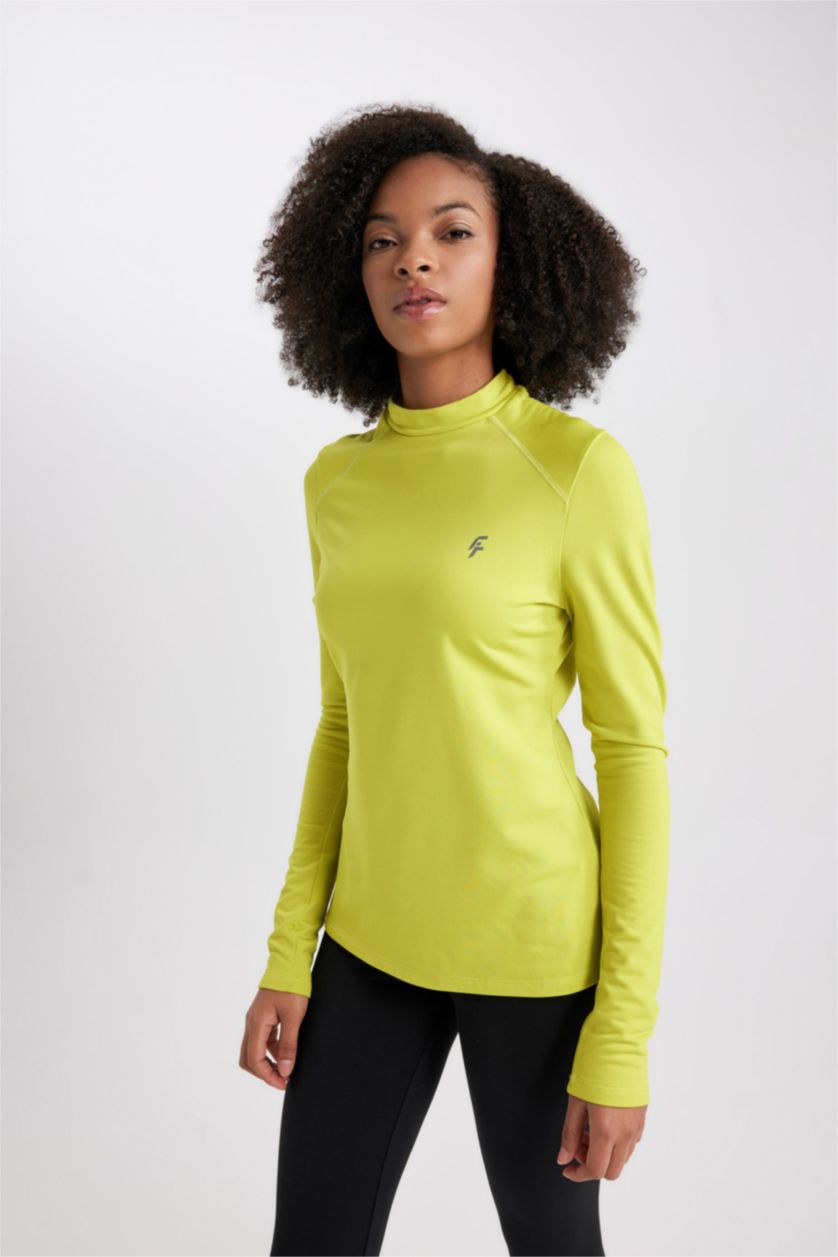 WOMAN Yellow DeFactoFit Standard Fit Slogan Printed T-Shirt