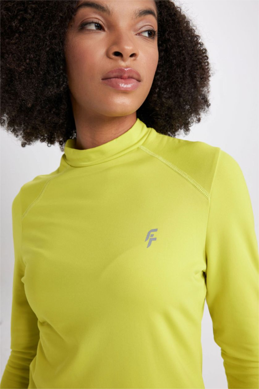 WOMAN Yellow DeFactoFit Standard Fit Slogan Printed T-Shirt