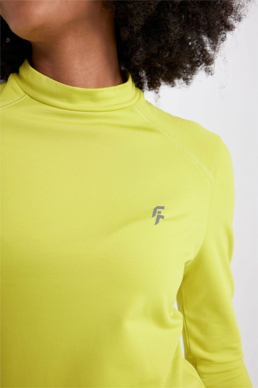 WOMAN Yellow DeFactoFit Standard Fit Slogan Printed T-Shirt