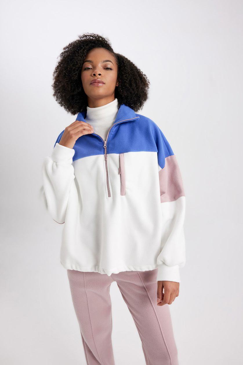 Kadın Ekru DeFactoFit Standart Fit Polar Sweatshirt