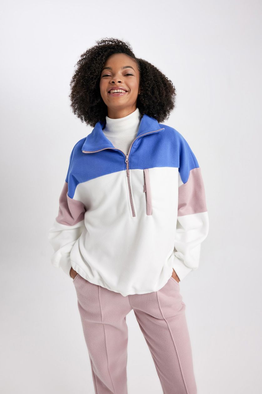 Kadın Ekru DeFactoFit Standart Fit Polar Sweatshirt