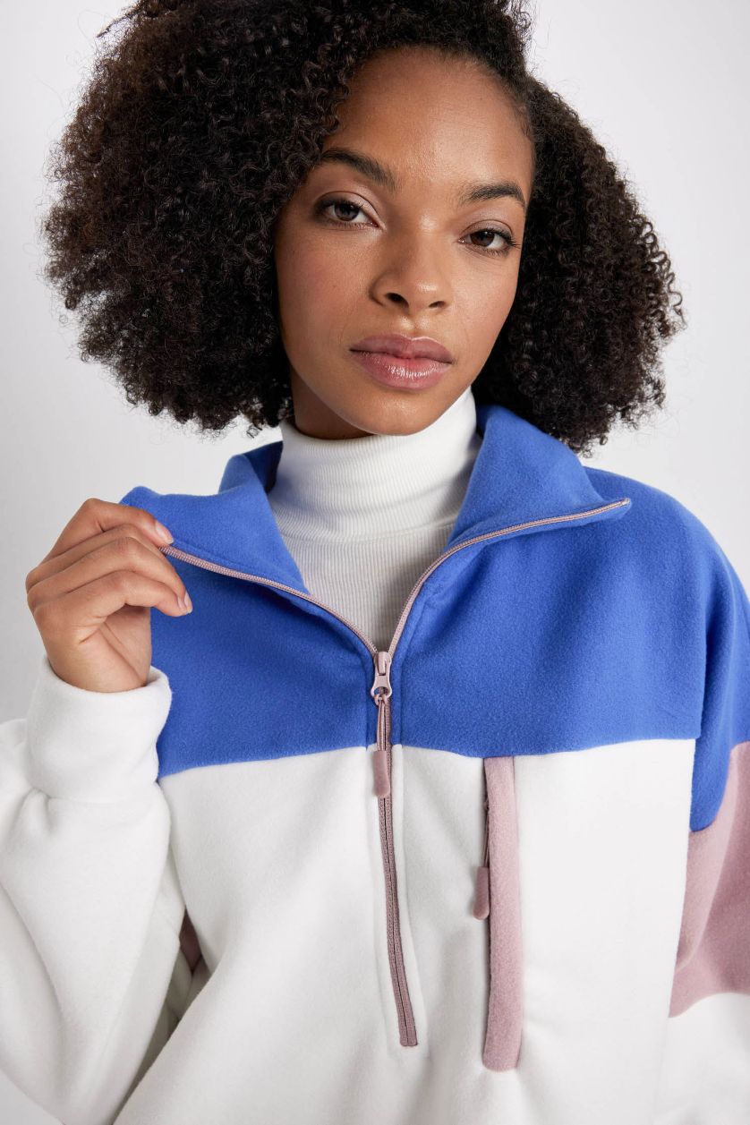 Kadın Ekru DeFactoFit Standart Fit Polar Sweatshirt