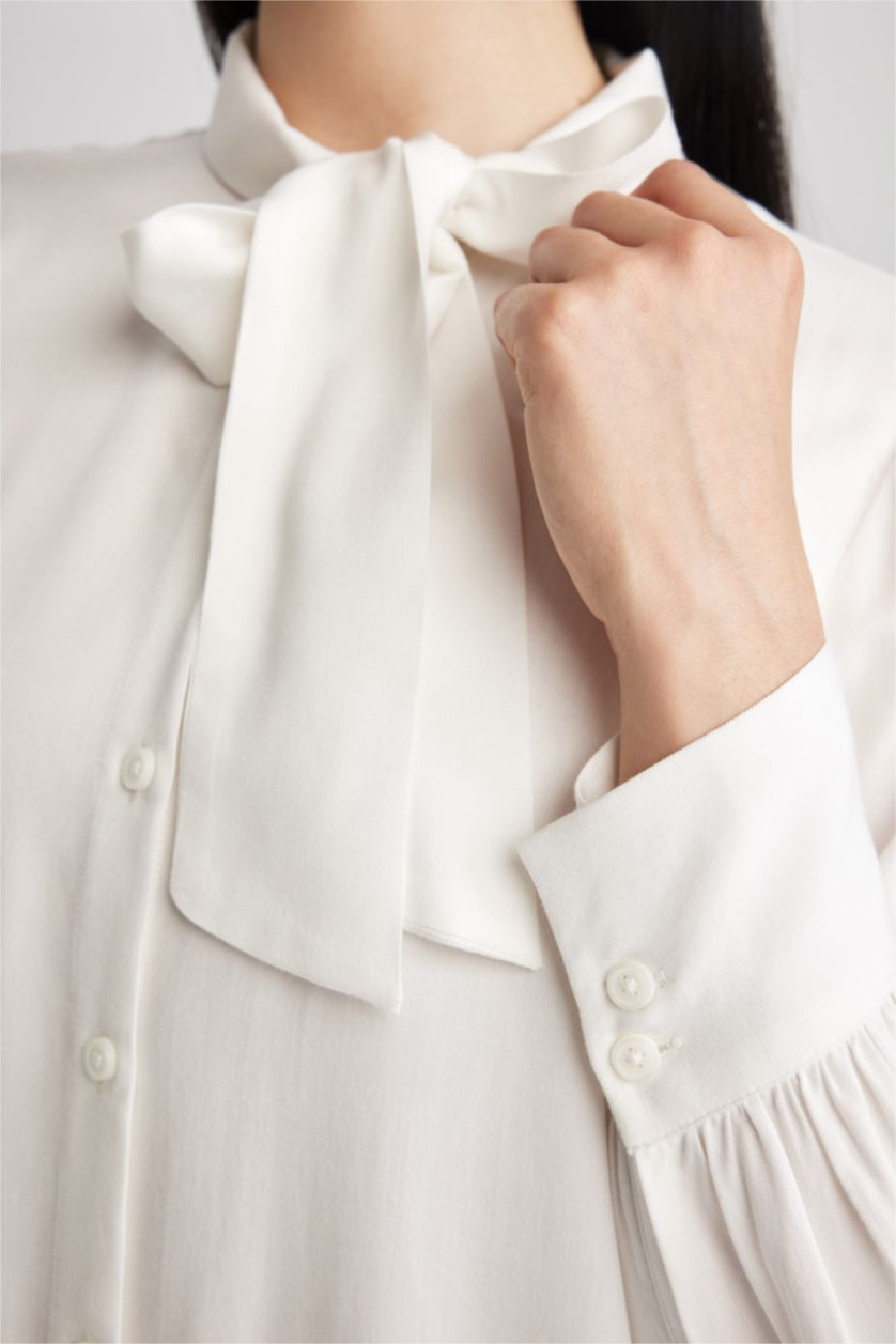 WOMAN Ecru Regular Fit Viscose Long Sleeve Shirt Tunic