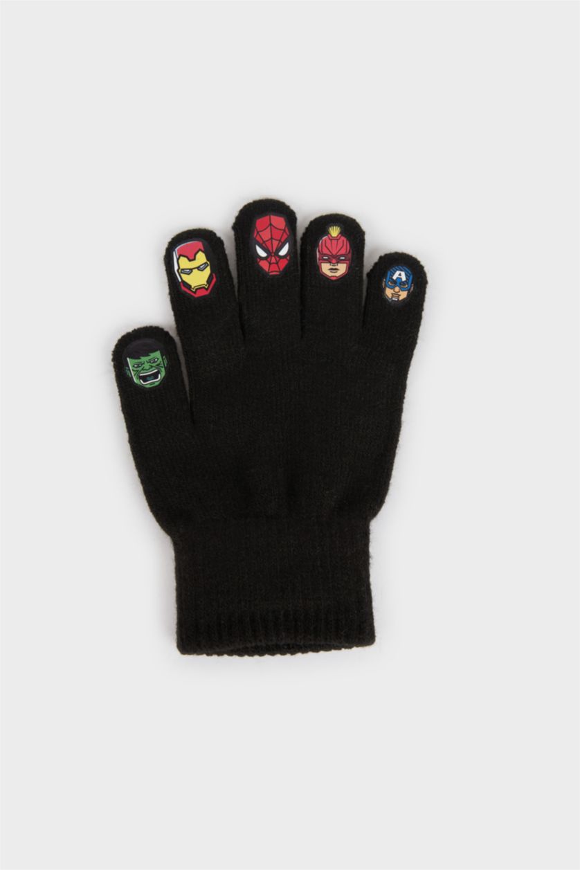 Boys & Teens Black Boy Printed Avengers Gloves