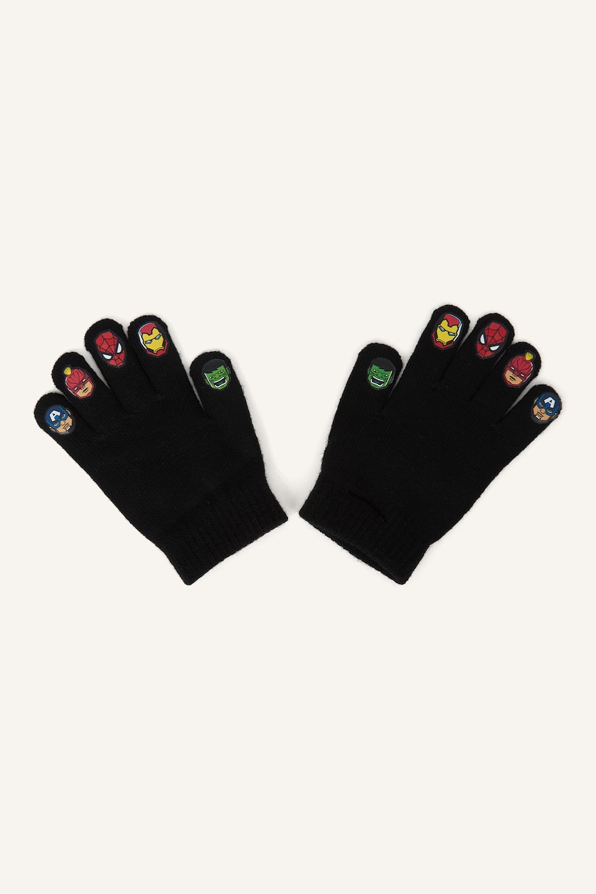 Young Boys - Teen Boys Black Boy Printed Avengers Gloves