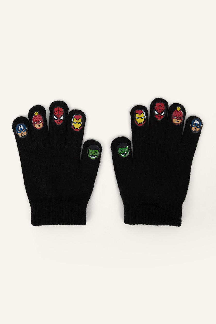 Young Boys - Teen Boys Black Boy Printed Avengers Gloves