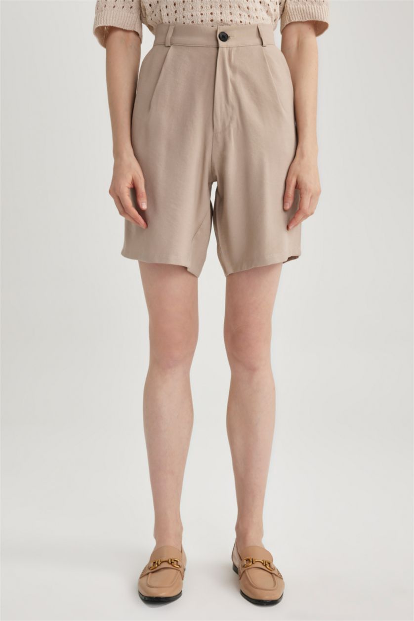 WOMAN Beige High Waist Shorts