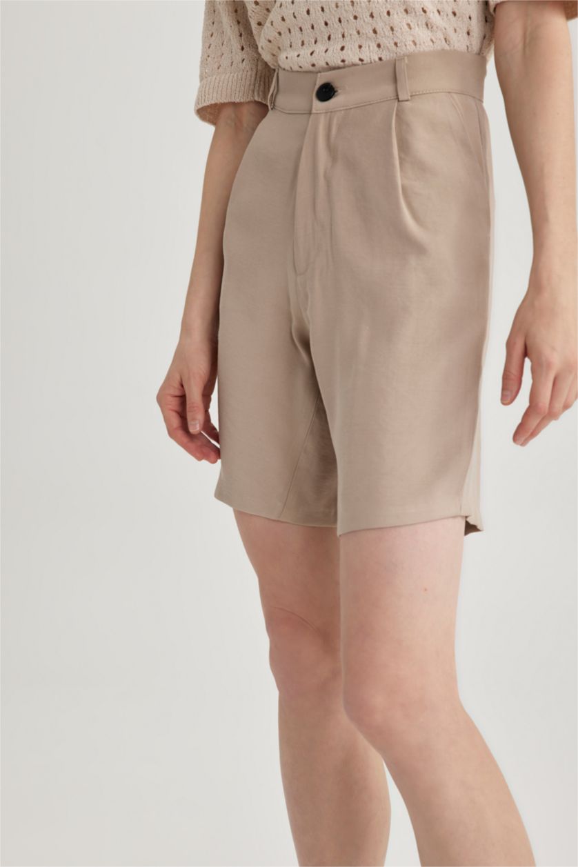 WOMAN Beige High Waist Shorts