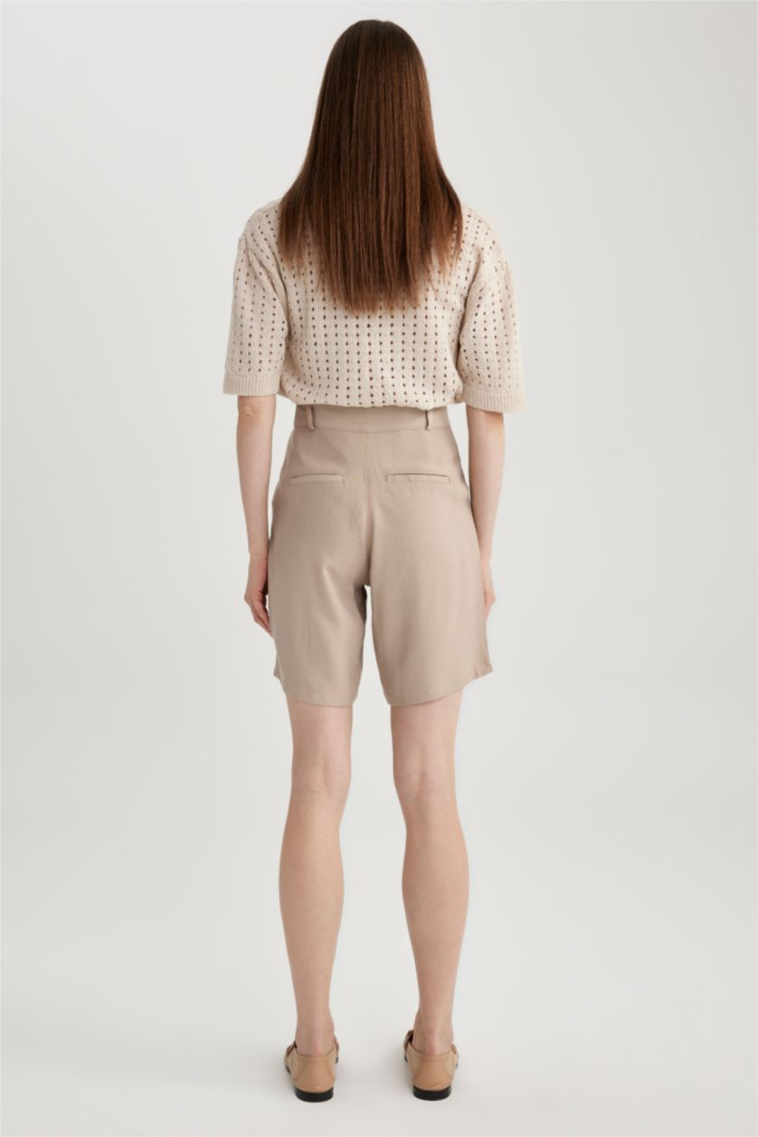 WOMAN Beige High Waist Shorts