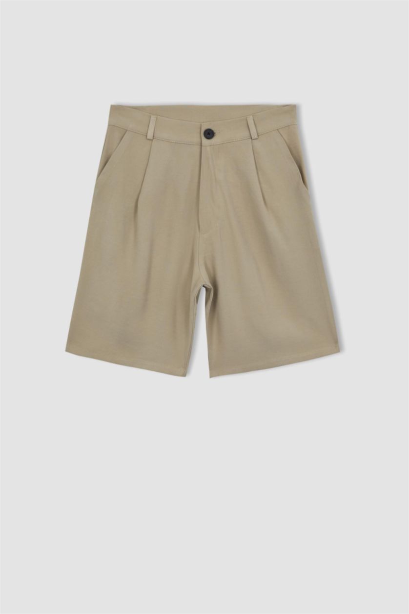 WOMAN Beige High Waist Shorts
