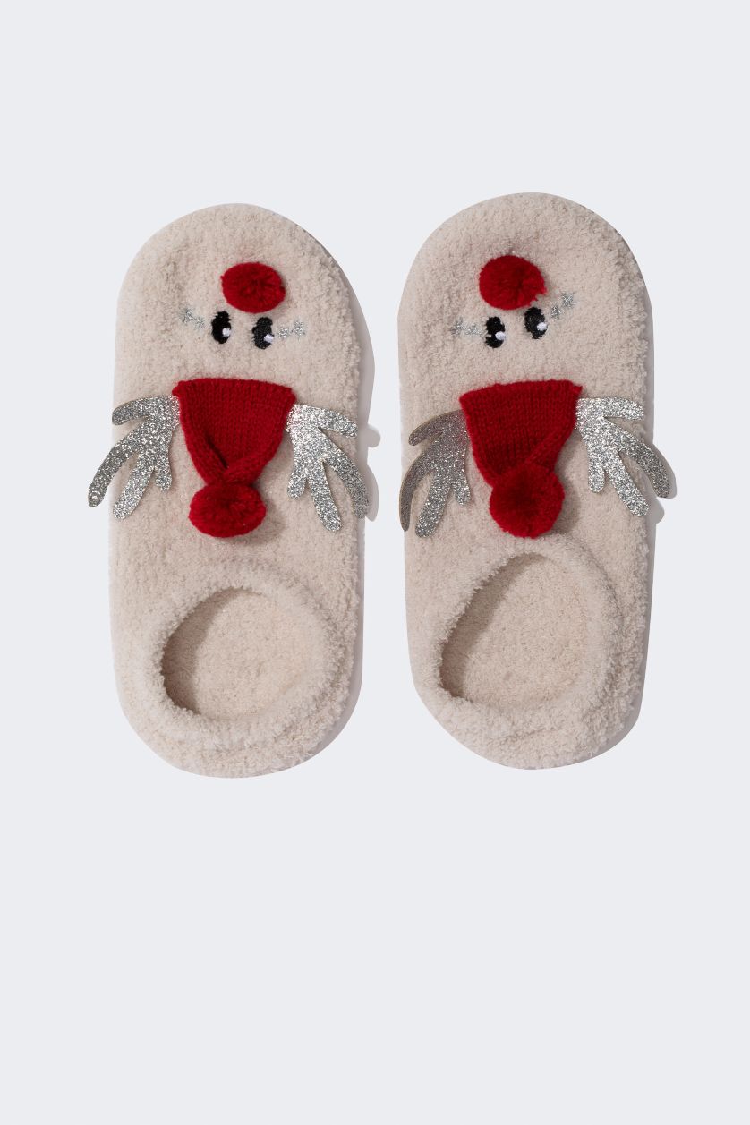 Kadın Karma Kadın Yılbaşı Temalı 3D Pamuklu Patik Çorap