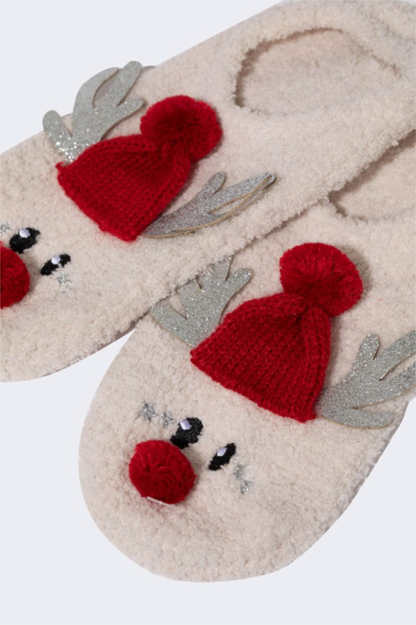 Kadın Karma Kadın Yılbaşı Temalı 3D Pamuklu Patik Çorap