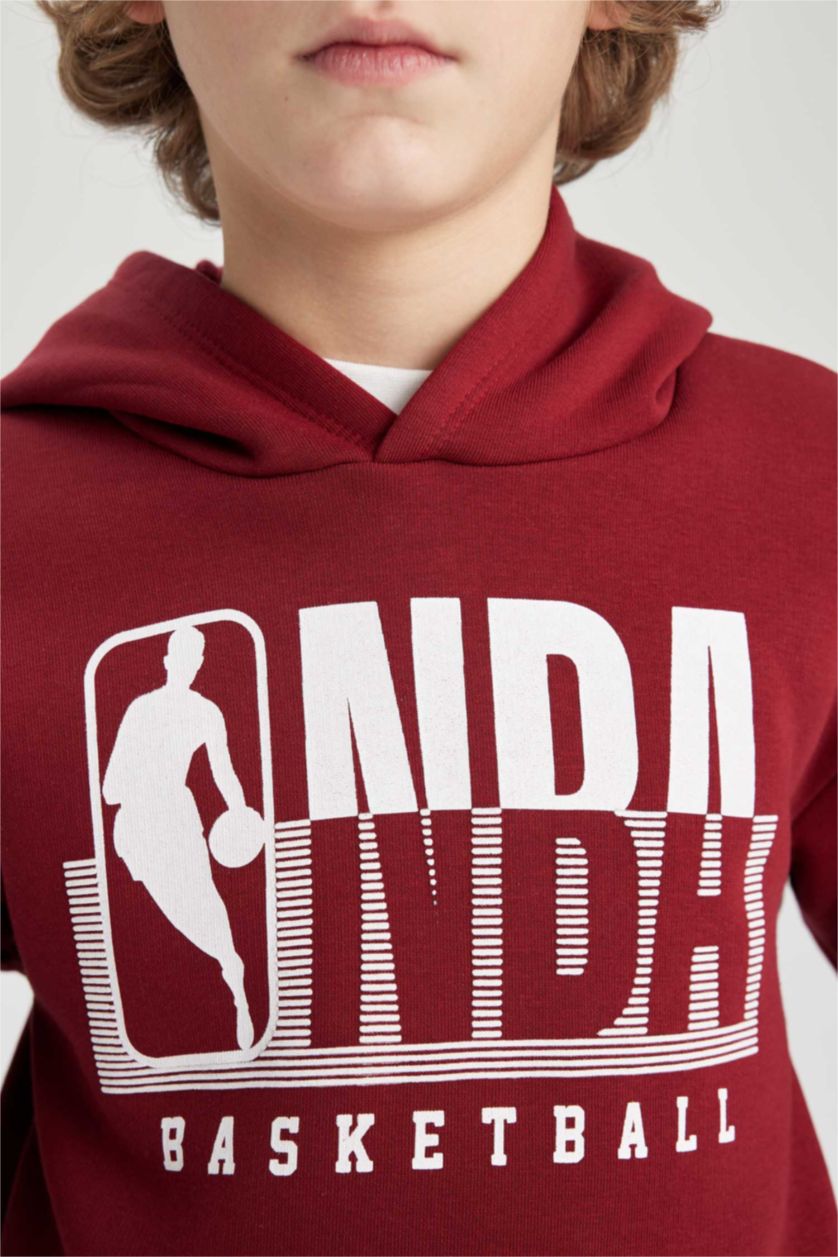BOYS & TEENS Bordeaux Oversize Fit NBA Licensed Hooded Sweatshirt