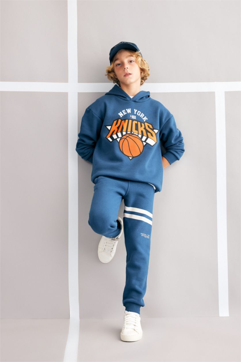 BOYS & TEENS Indigo Boy NBA New York Knicks Oversize Fit Hooded Thick Sweatshirt