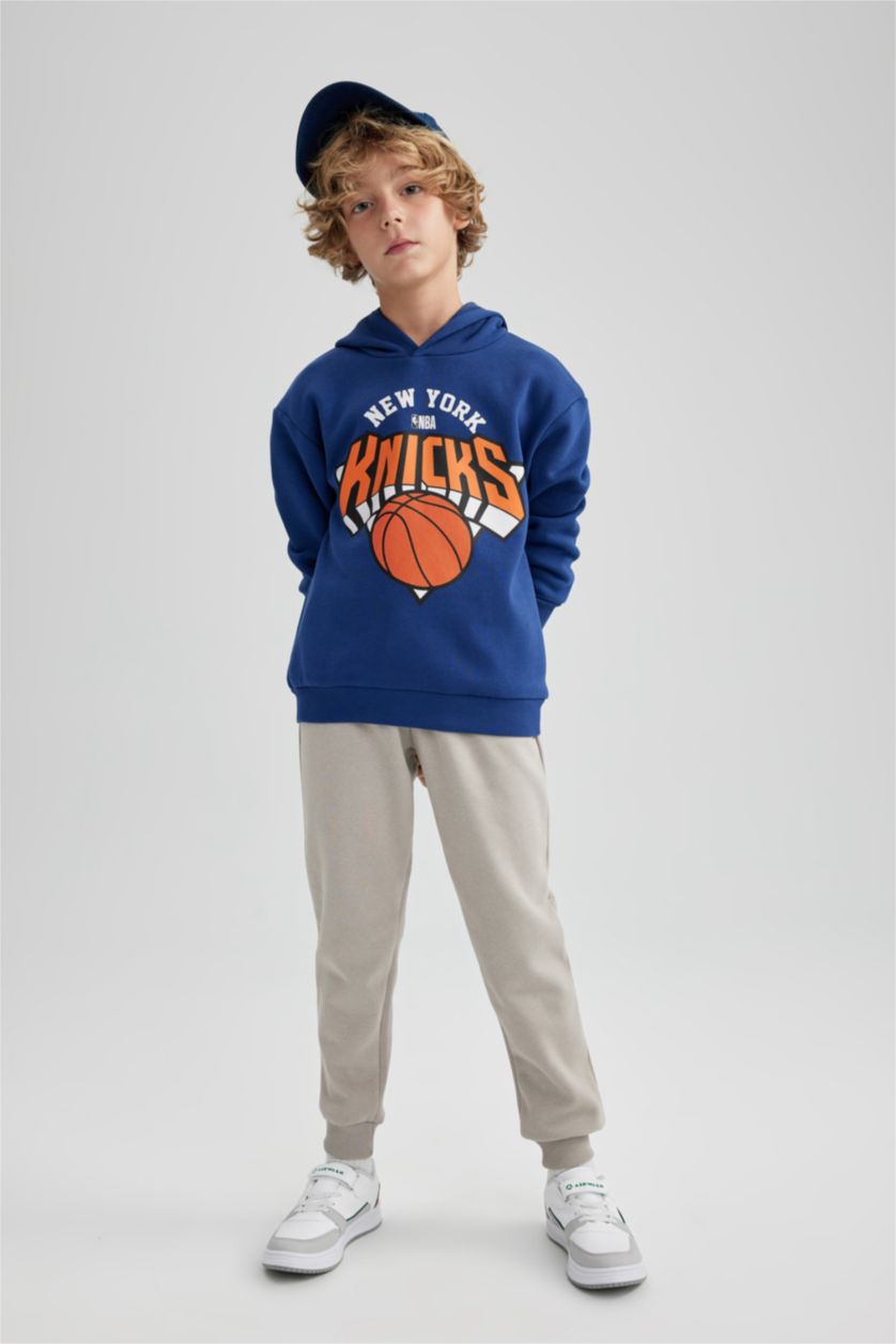 BOYS & TEENS Indigo Boy NBA New York Knicks Oversize Fit Hooded Thick Sweatshirt