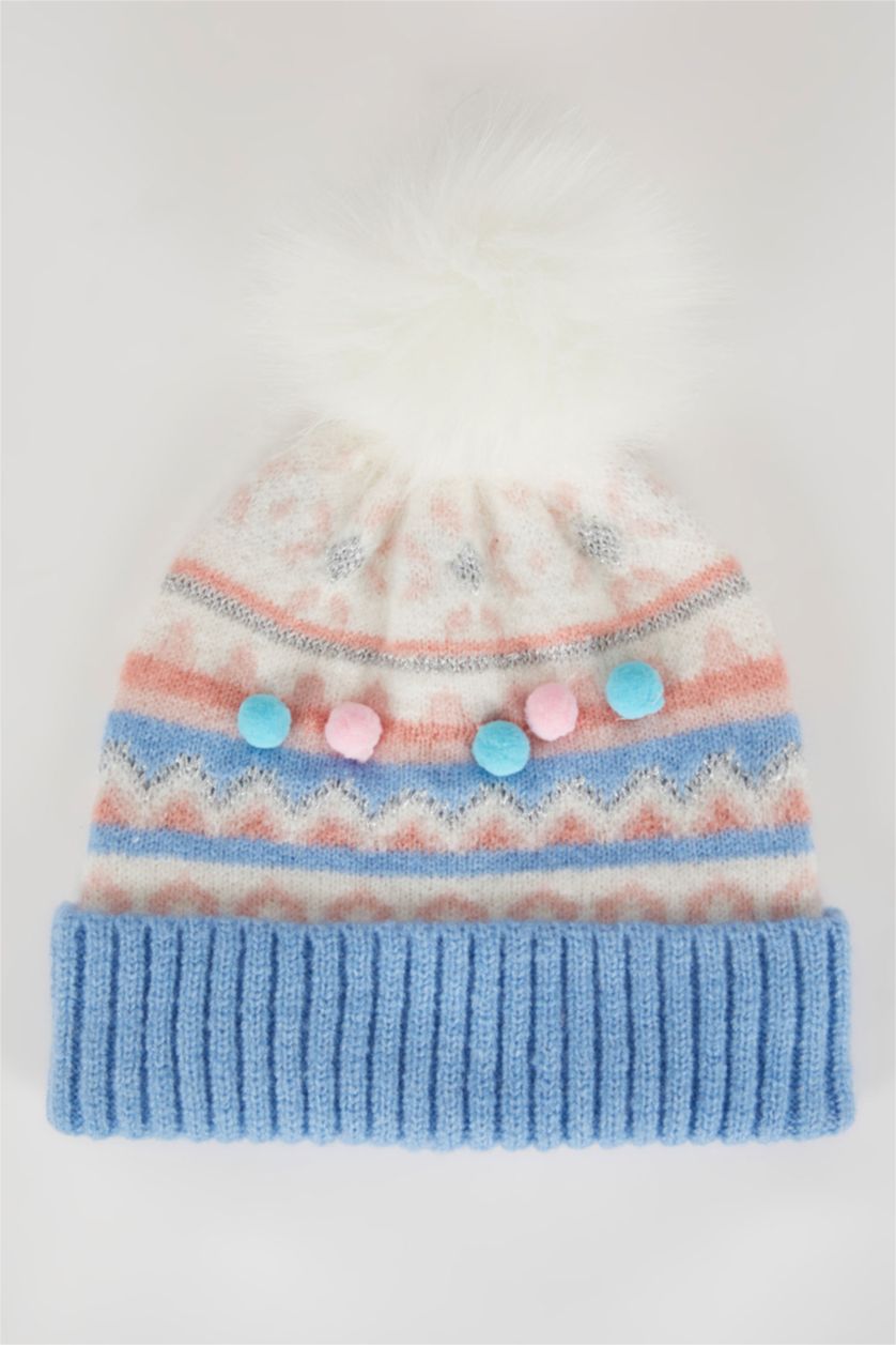FILLES Karma Bonnet à Pompon à Motif Pour Fille