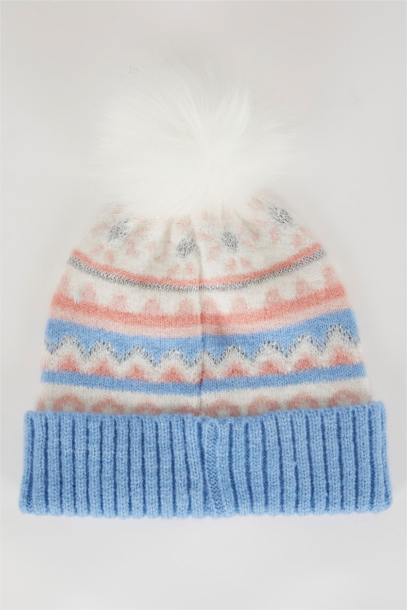 FILLES Karma Bonnet à Pompon à Motif Pour Fille