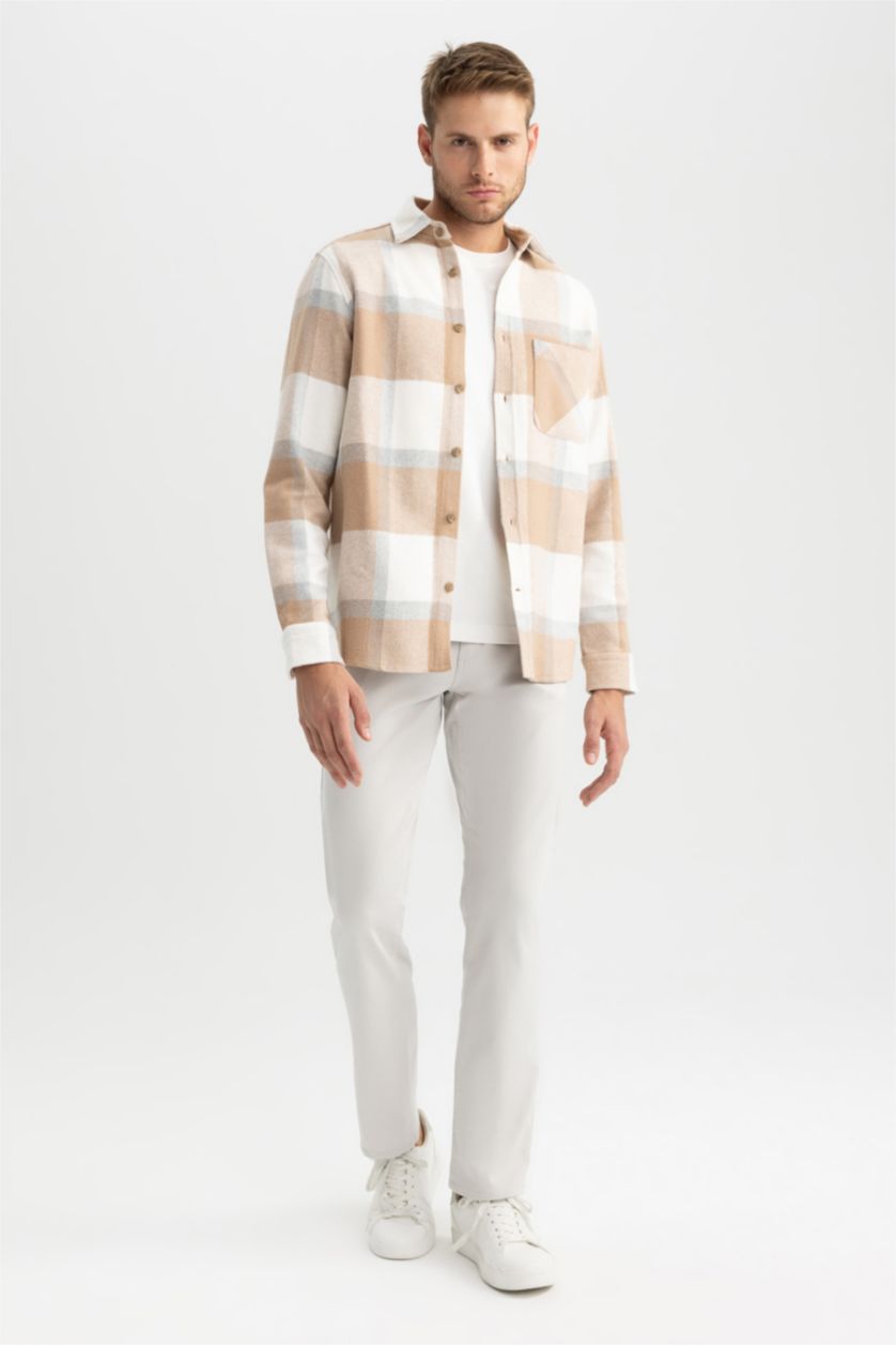 MAN Sand Regular Fit Plaid Lumberjack Long Sleeve Shirt