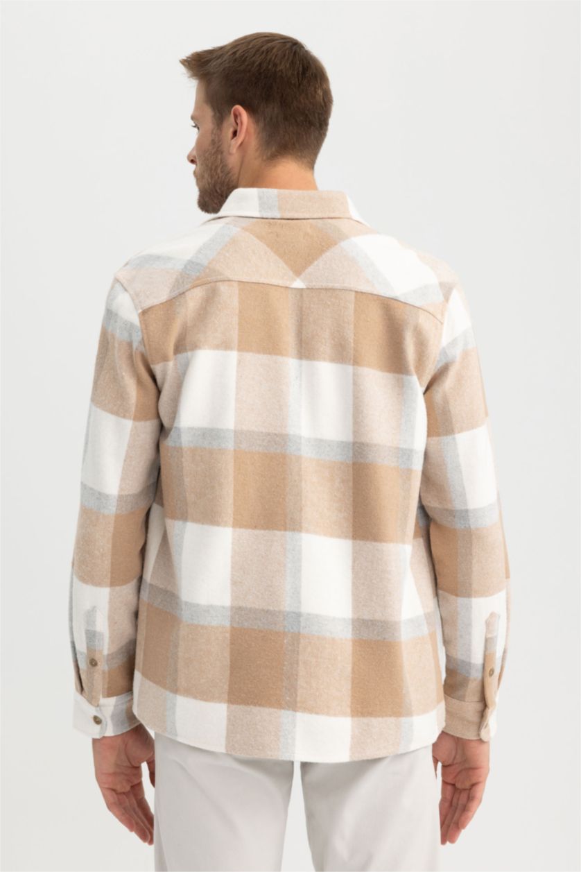 MAN Sand Regular Fit Plaid Lumberjack Long Sleeve Shirt
