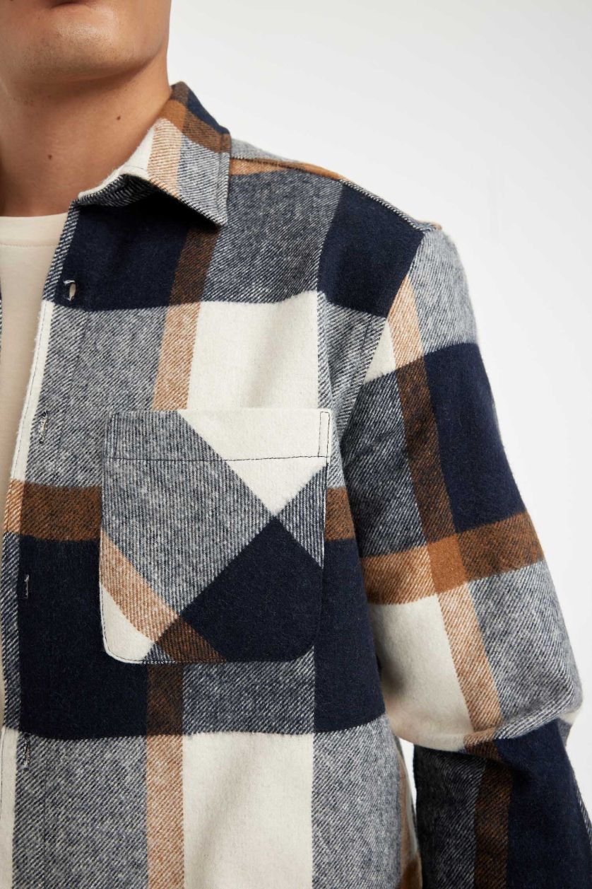 Ерлер әскери-теңіз поло жаға чек отыншы Ұзын жеңді көйлек