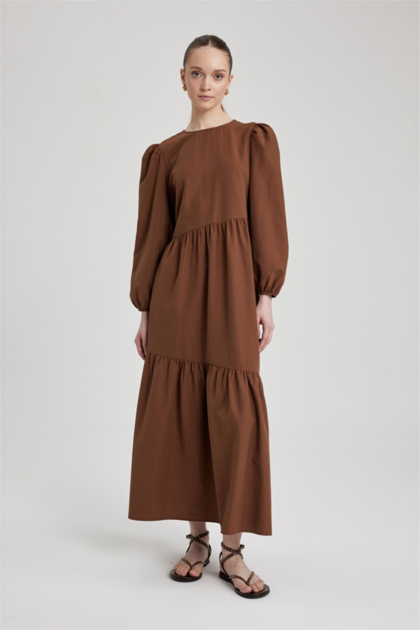 Brown WOMAN Poplin Maxi Dress 2857237 | DeFacto