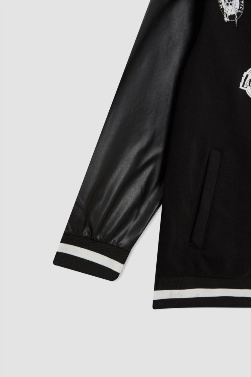 MAN Black DeFactoFit NBA Current Teams Oversize Fit Thick Cardigan