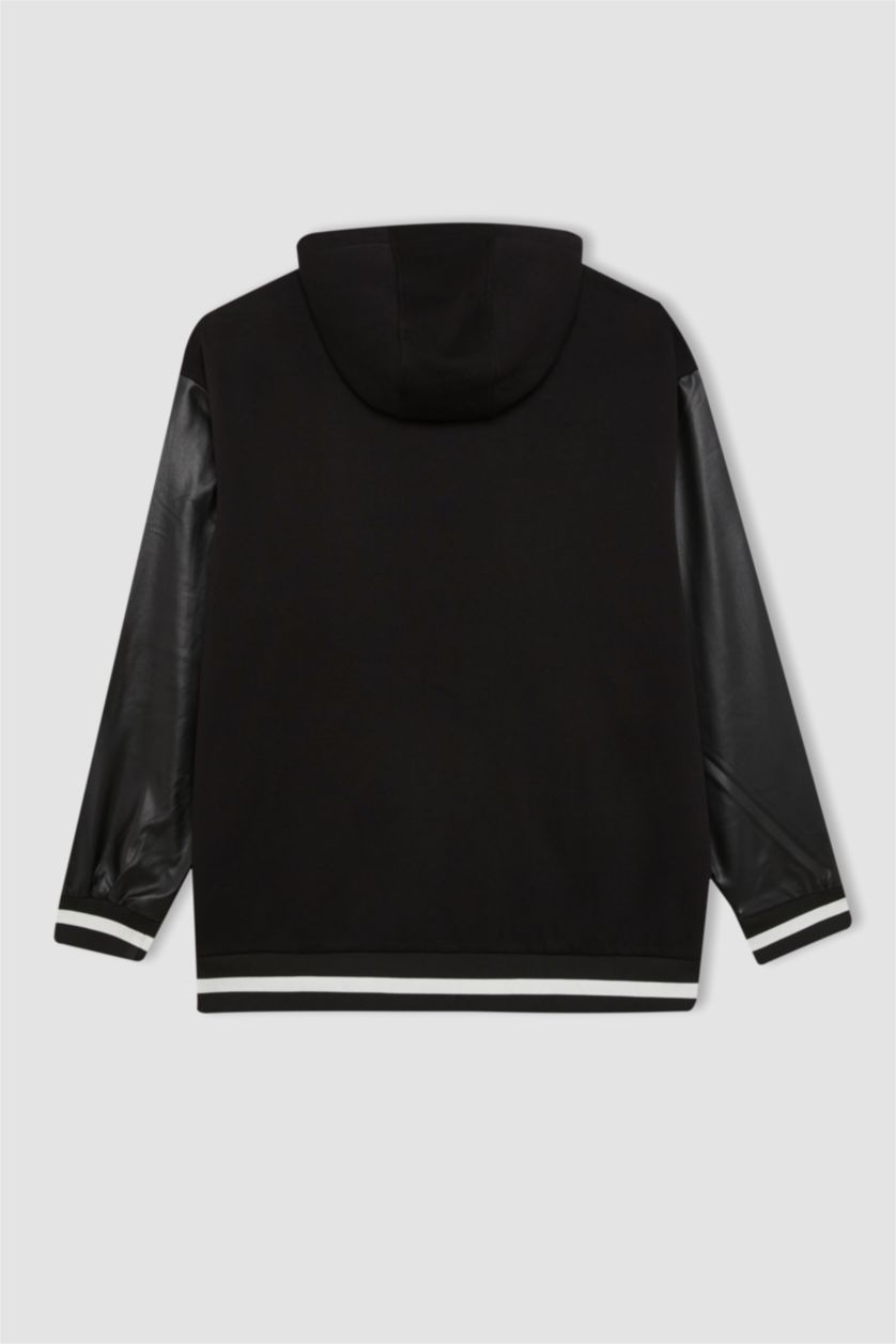 MAN Black DeFactoFit NBA Current Teams Oversize Fit Thick Cardigan