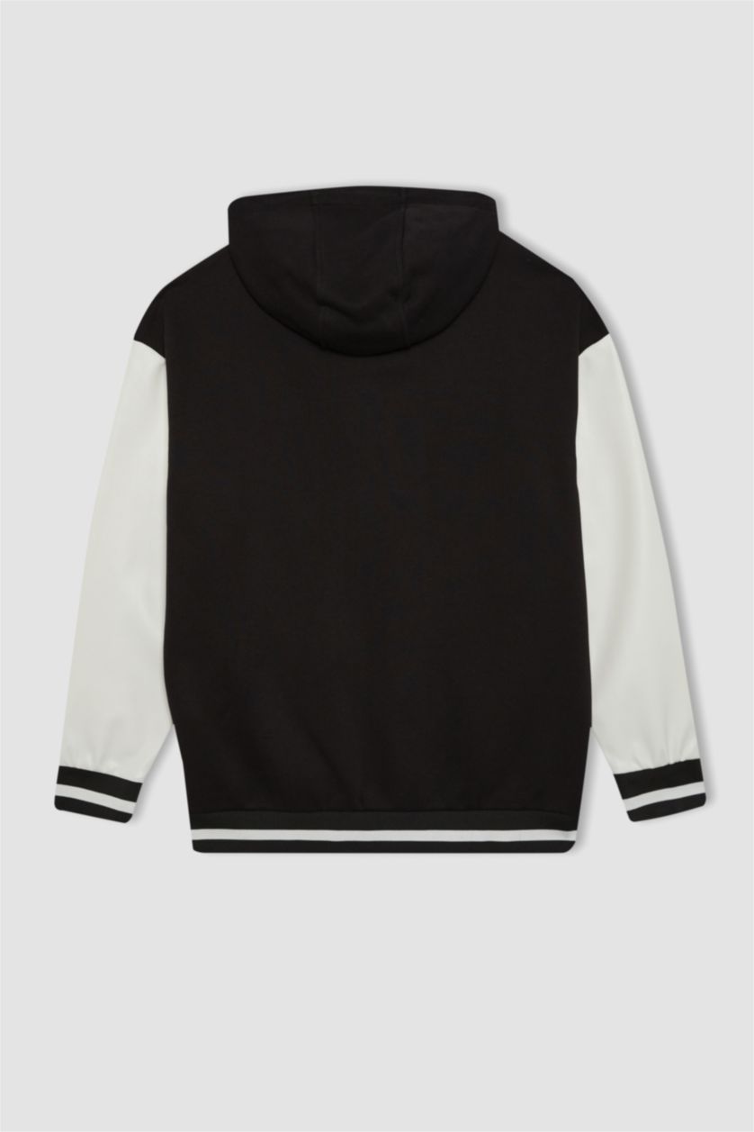 MAN Black DeFactoFit NBA Current Teams Oversize Fit Thick Cardigan