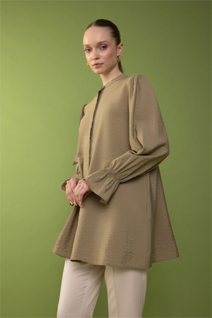 WOMAN Khaki Regular Fit Long Sleeve Tunic