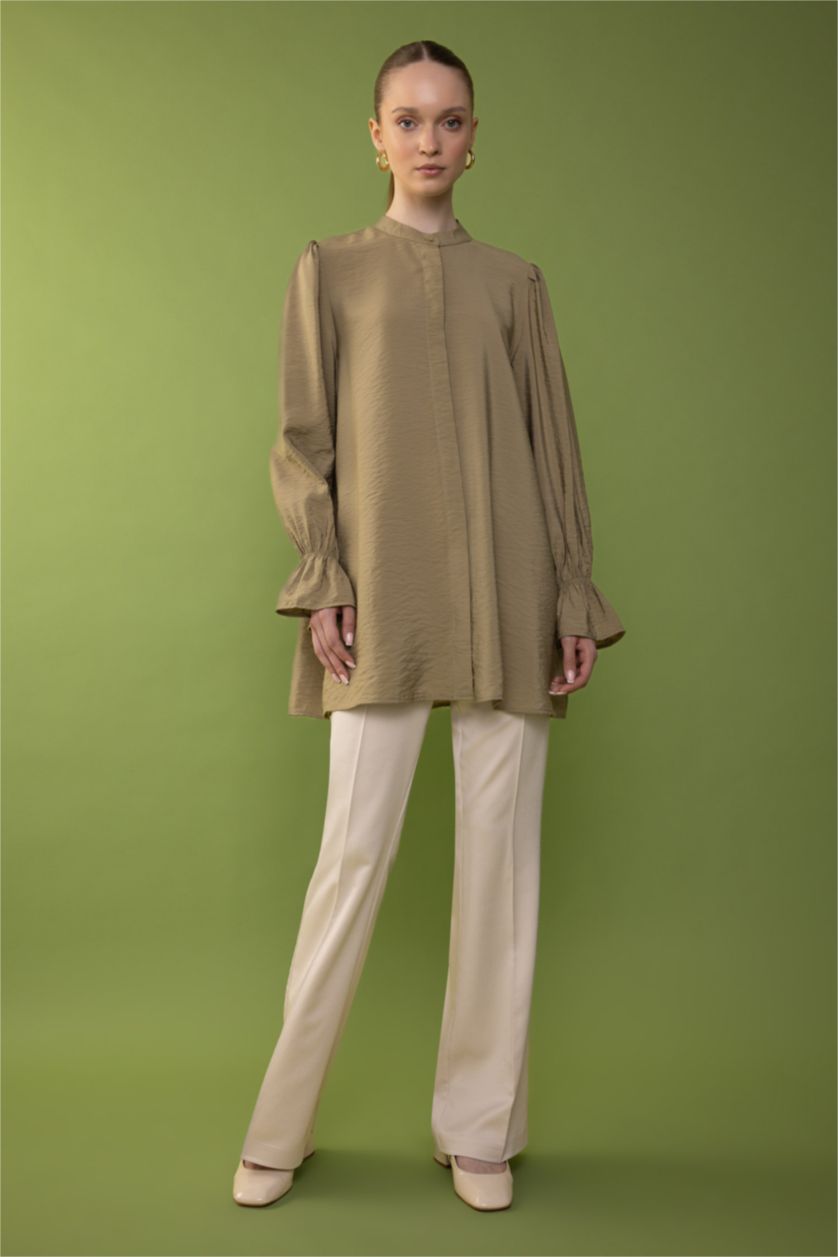 WOMAN Khaki Regular Fit Long Sleeve Tunic
