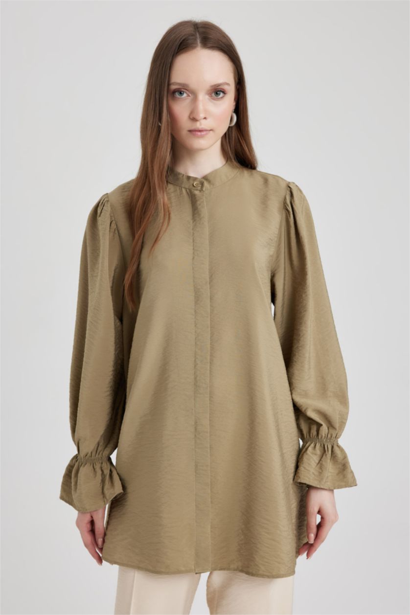 WOMAN Khaki Regular Fit Long Sleeve Tunic